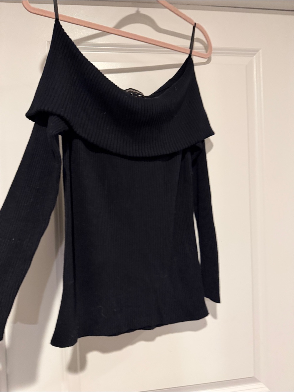 Banana Republic Factory Black Off-the-Shoulder Ribbed Sweater